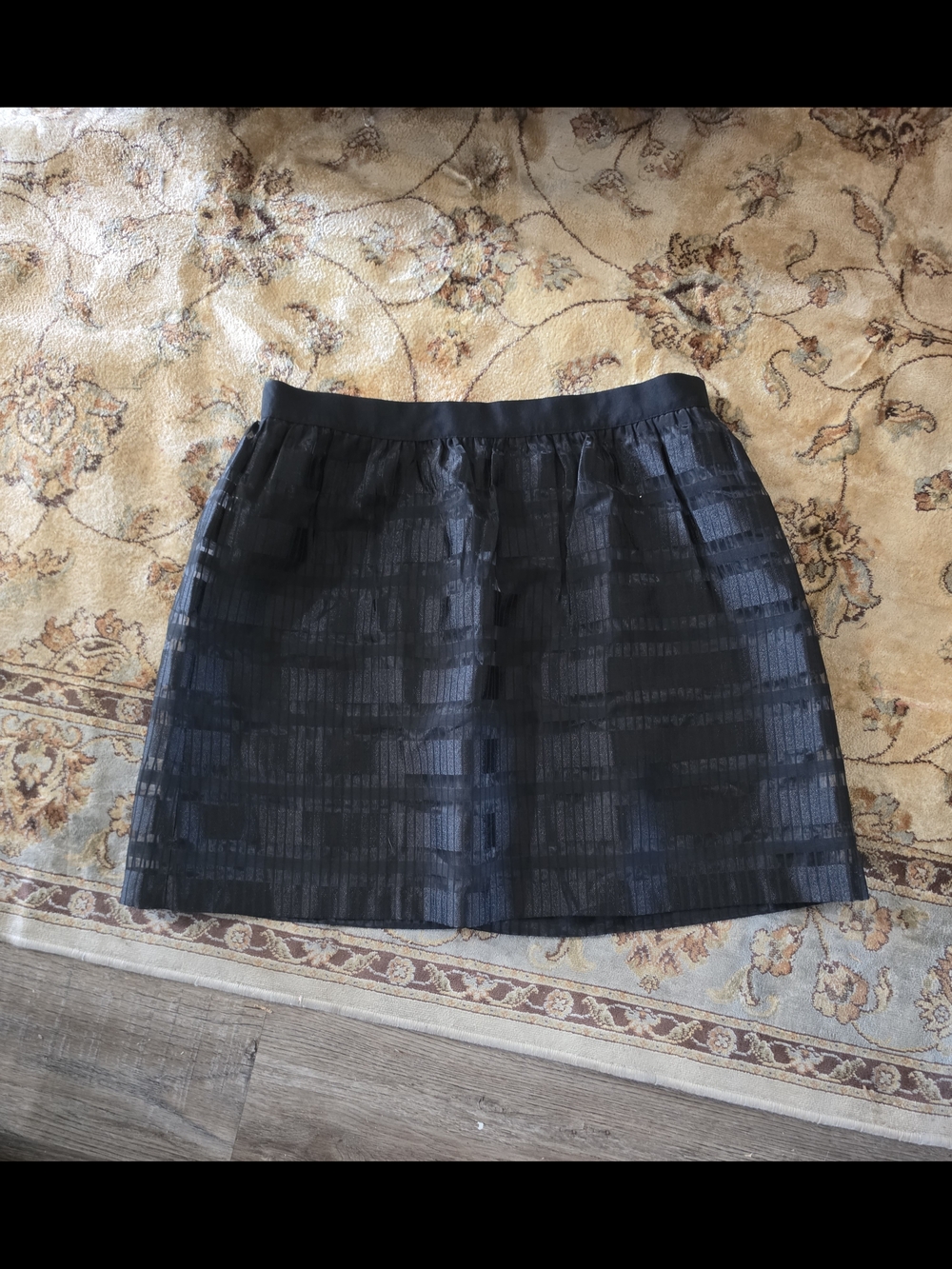 Ann Taylor Factory Black Textured A-Line Mini Skirt